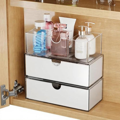 3 Tier Medicine Cabinet Organizer and Storage,Stackable Bathroom Medicine Organizer with Removable Dividers, Plastic Vanity Storage,White - size: 3 Tier White