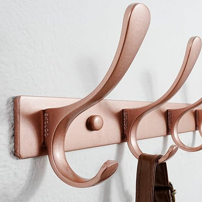 SKOLOO Coat Rack Wall Mounted - 10 Hooks, Heavy Duty, Stainless Steel, Metal Wall Hanger, Sturdy Coat Hooks for Hanging Coats, Jacket, Clothes, Hat, Matte Rose Gold - color: Matte Rose Gold, size: 10 Hook(1 Pack)