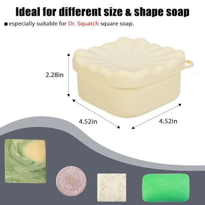 Square Travel Soap Case, Bar Soap Holder for Dr Squatch, Silicone Soap Case with Soap Saver, Portable Shampoo Bar Soap Box for Shower, Travel, Camp (Cream Yellow) - color: Cream Yellow