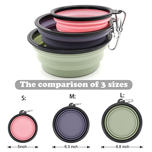 2-Pack Small Dog Travel Bowl, Collapsible Bowls for Dogs, Foldable Cat Water Bowl, Portable Pet Feeding Watering Traveling Dish (Black & Dark Blue) - color: Black & Dark Blue