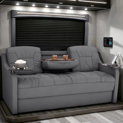 De Leon Console DX RV Sofa Bed, 78" Wide, Ultimate Leather, Charcoal - color: Charcoal, size: 78"