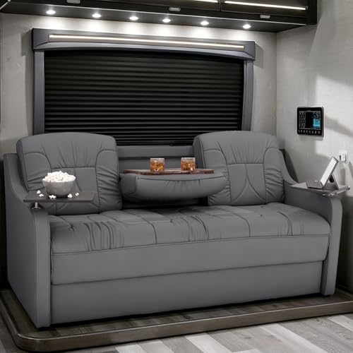 De Leon Console DX RV Sofa Bed, 78" Wide, Ultimate Leather, Charcoal - color: Charcoal, size: 78"