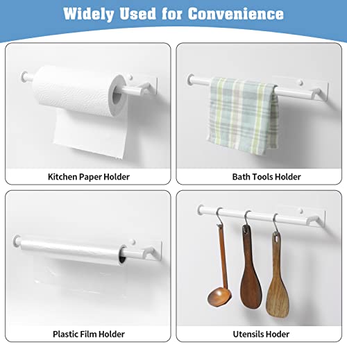 theaoo White Paper Towel Holder - Under Cabinet Paper Towel Holder for Kitchen, Adhesive Paper Towel Roll Rack for Bathroom Towel, Wall Mounted Paper Towel Rack, SUS304 Stainless Steel - color: White