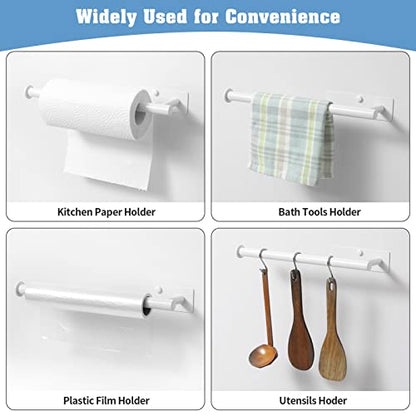 theaoo White Paper Towel Holder - Under Cabinet Paper Towel Holder for Kitchen, Adhesive Paper Towel Roll Rack for Bathroom Towel, Wall Mounted Paper Towel Rack, SUS304 Stainless Steel - color: White