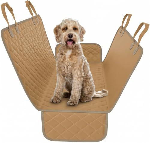 Active Pets Beige XL Dog Car Hammock Back Seat Cover, Waterproof Backseat Cover Protector for Truck Bench Rear of Sedans or SUVs, Essential Pet Supplies Vacuum or Wipe Clean, Machine Washable - color: Beige, size: X-Large (59" x 63")