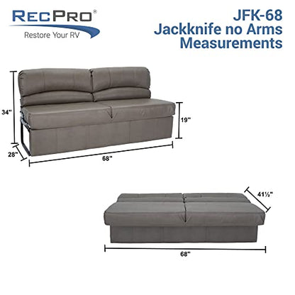 RecPro Charles RV Jackknife Sofa | Love Seat | Sleeper Sofa | Length Options 62", 68", 72" (68 Inch, Gunmetal) - color: Gunmetal, size: 68 Inch
