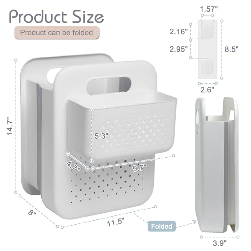 Goderewild Small Collapsible Laundry Basket, Space-Saving Wall-Mounted Hamper with Detachable Mini-Basket, Portable Hanging Organizer for Clothes, Underwear Socks. (White) - size: S + Mini Basket