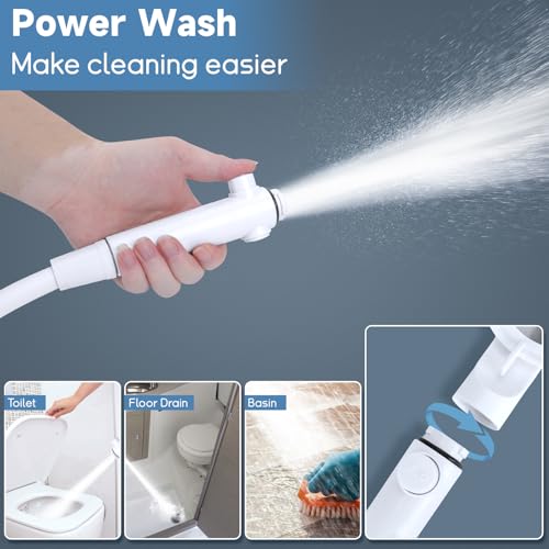 RV Shower Head with Hose, 5+1 Mode High Pressure Shower Head Replacement with On/Off Switch, Water Saving Motorhome Shower Head, Shower Head for RV/Campervan, Caravan - color: White