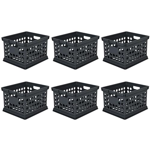 Sterilite Stackable Plastic Storage Crate Bin Organizer File Box with Handles for Home, Office, Dorm, Garage, or Utility Organization, Black, 6-Pack - color: Black, size: 6 Pack