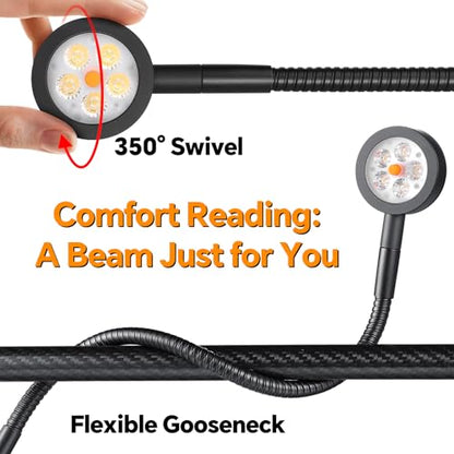 Dimmable RV Reading Light, Aluminum 12V LED Reading Light with USB-C Charger, Red Nightlight & Flexible Gooseneck & Convenient Head Switch, Designed for Camper Van Boat DC12-24V (Black)