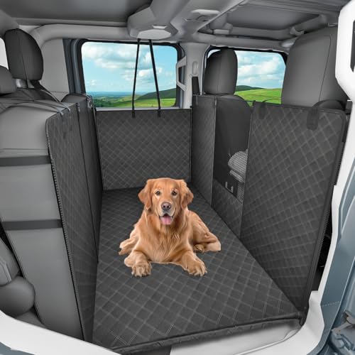 Dog Floor Hammock for Full Size Crew Cab Trucks with Fold Up Seats,Truck Back Seat Cover for Dogs with Door Protection Suitable for Ford/GMC/Chevrolet/Toyota/RAM Trucks(Black) - color: BLACK, size: Dog Floor Hammock - For Full Size Crew Cab Trucks