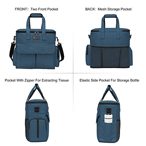 Modoker Dog Travel Bag, Weekend Pet Travel Set for Dog and Cat, Airline Approved Tote Organizer with Multi-Function Pockets, 2 Food Storage Containers, 2 Collapsible Bowls, 1 Feeding Mat (Blue) - color: Blue