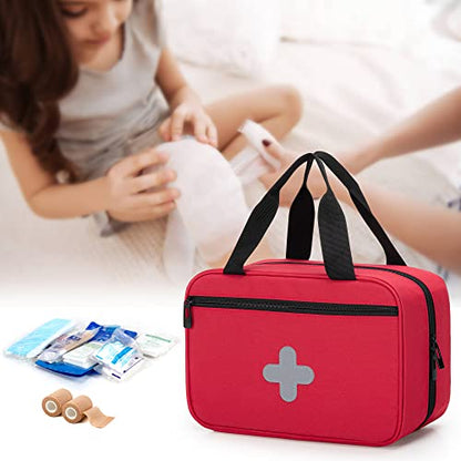 CURMIO Small First Aid Bag, Empty Emergency Trauma Kit Organizer Bag for Hiking, Camping, Car, Travel, Home and Outdoor, Red, BAG ONLY, Patent Pending - color: Red