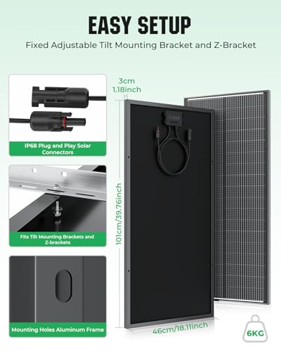 18BB 200W Solar Panel, 2Pcs N-Type 12V/24V 100 Watt Solar Panels, 25% High Efficiency Monocrystalline Solar Module, for RV, Boat, Marine, Trailer, Farm, Rooftop and Home Off-Grid System - style: 200W-100W 2PC