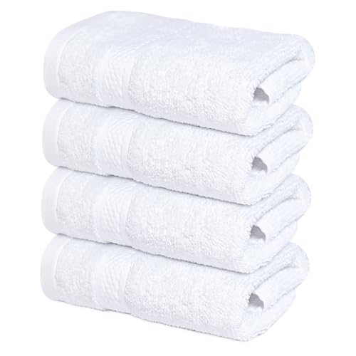 Infinitee Xclusives Luxury Wash Cloths for Showering [13x13] – 100% Cotton Washcloths [Pack of 4], Soft and Absorbent Face Towels for Bathroom Wash Clothes, Gym, and Spa (Brilliant White) - color: Brilliant White, size: Washcloths - 4 Pack