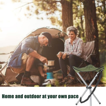 Folding Camping Stool,16.6" Folding Camping Chairs,Portable Tripod Seat,Outdoor Travel Tall Chair for Camping Walking Hunting Hiking Fishing Mountaineering Picnic Beach BBQ Garden Lawn(Pink) - color: Green