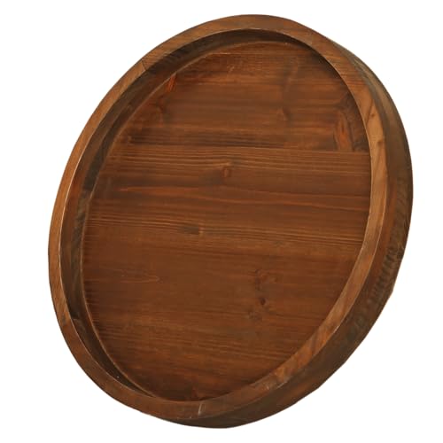 13.38 Inch Round Wood Lazy Susan Turntable Tray, Classic Style, Durable and Organizer for Cabinet Pantry Coffee Table Tray Brown