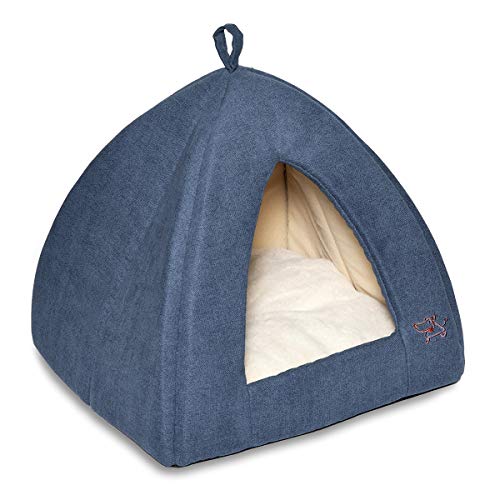 Best Pet Supplies Cat Bed for Indoor Cat, Domed Tent House with Removable Pillow, Covered Cat Cave for Small Dog, Puppies and All Breeds of Cats - Navy, 19 x 19 x H:19" - color: Navy, size: 19" x 19" x H:19"