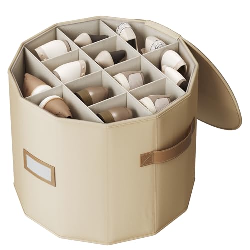 Vailando Shoe Organizer for Closet - Cylindrical Shoe Storage Organizer with Removable Dividers, Rectangular Compartment, Foldable, Blush Pink, 1-Pack - color: Blush Pink, style: Large - 1 Pack