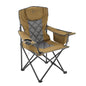 ARROWHEAD OUTDOOR Deluxe Folding Camp Chair – 550lb Capacity Heavy-Duty Quad Chair with Integrated Cooler, Headrest, and Dual Cup Holders. - color: Mocha