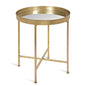 Kate and Laurel Celia Metal Foldable Round Accent Table, 18.25" x 18.25" x 22", Glass Surface and Gold Frame, Modern Minimalist Design and Detachable Magnetic Tabletop - color: Gold/Mirror