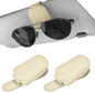 Sunglass Holder for Car Visor, Magnetic Leather Sunglasses Holder and Ticket Card Clip for Car - color: Beige