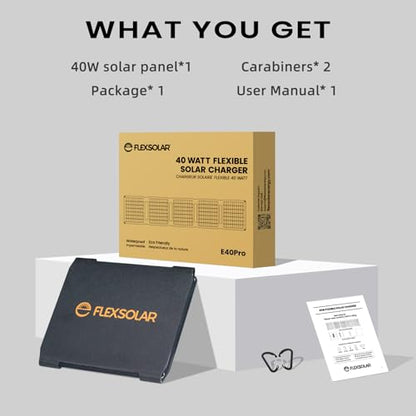Upgraded FlexSolar 40W Portable Solar Panels Chargers with PD2.0 USB-C,QC3.0 USB-A and DC Outputs Foldable IP67 Waterproof Power Emergency Camping for Small Power Station,Phones, Power Banks - color: 40W