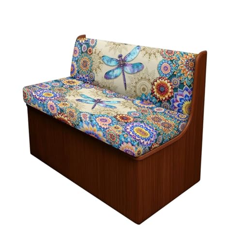 Boho Mandala Dragonfly Pattern RV Dinette Cushion Covers Stretch Sofa Seat Slipcovers Replacement Camper Cushions Cover for RV Camper 2Pcs Backrest & Bench Cover, 2 Sets - color: Boho Mandala Dragonfly