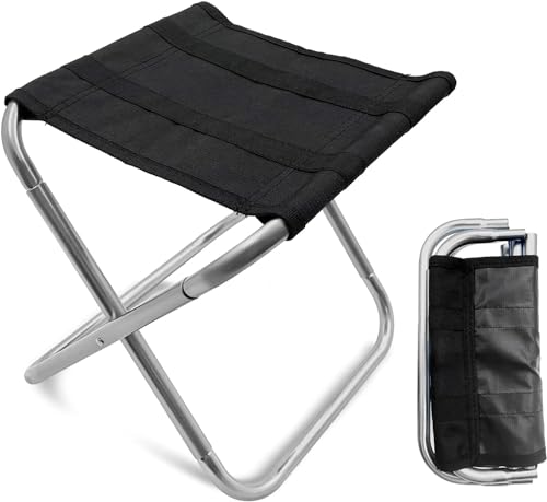 Portable Mini Folding Stool, Small Camping Stool Mortable Stool Can Hold Up to 150 Lbs for Adults - color: Mini-silverblack