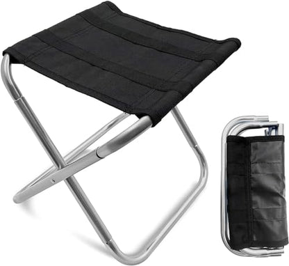 Portable Mini Folding Stool, Small Camping Stool Mortable Stool Can Hold Up to 150 Lbs for Adults - color: Mini-silverblack
