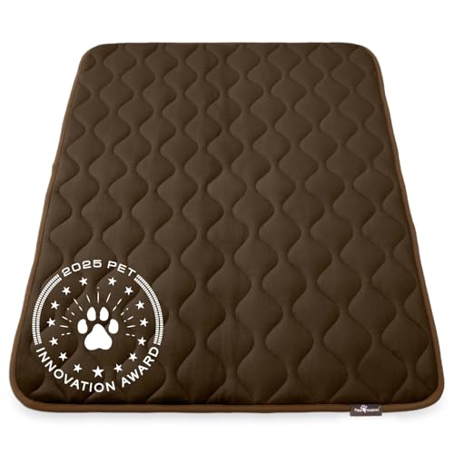 Paw Inspired Washable Padded Crate Mats for Dogs | 47” x 29” Pad, Fits 48-inch Kennels | Leakproof, Waterproof Bottom, Plush Pet Beds (Dark Brown) - color: Dark Brown, size: 48 Inch