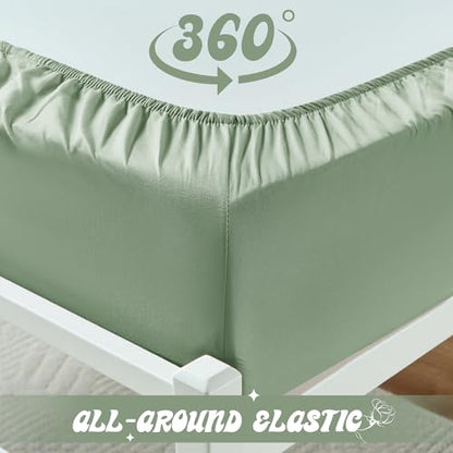 VACVELT Cot Fitted Sheet, 31 x 75 Inch Light Green Cot Sheets, Ultra Soft and Breathable Microfiber Bed Cover Snug Fit for Narrow Twin/RV Bunk/Camper Bunk/Guest Beds/Trifold Mattress - color: Light Green