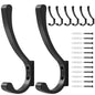 saffruff 8-Pack Wall Mount Coat Hooks, Heavy Duty Metal Hooks for Hanging Clothes, Backpack, Bag,Towel & Jacket, Strong 30 lbs Hold Closet Hanger, Black - color: Black, size: 8 Pack