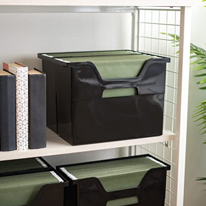 IRIS USA Medium Portable Desktop File Box with Open Lid, 6 Pack, Side Handles, Tabs & Inserts, Hanging File Folders, Letter-Size File Magazine Newspaper Mail Document Notebook, Black - size: 6 - Pack, style: Open Top Bin (M - Black)