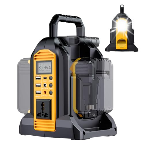 350W Power Inverter for Dewalt 20V 60V Battery, 2-Port Battery Converts 20V DC to 120V AC Inverter with LED Light, 3 USB-A, 1 USB-C, DC and AC Outlet, Portable Power Station for Outdoor Use(Tool Only)