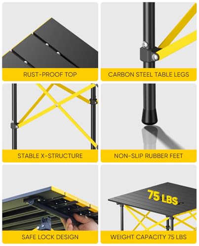 FanttikOutdoor Zeta V11 Pro Camping Table, Portable Folding Roll Up Table with Lightweight Aluminum Top & Carry Bag for Camping, BBQ, Tailgating Party, Picnic, Backyard, Medium - size: 23.1" x 22.9" x 22.7"
