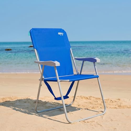 #WEJOY Folding Beach Chair for Adults, Lightweight Beach Chair with Shoulder Straps, High Back Camping Chairs with Hard Armrest, Supports 300lbs for Outdoor Lawn Concert - color: #C 1 Pack Blue, style: Classic
