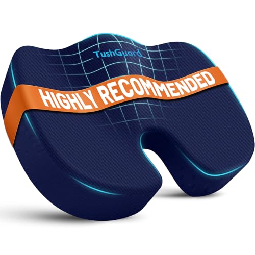 TushGuard Seat Cushion for Office Chair Memory Foam Non-Slip Cushion Back, Relief Chair Pad, Butt Pillow for Office Chair, Car, Computer Desk, Blue - color: Blue, size: Large