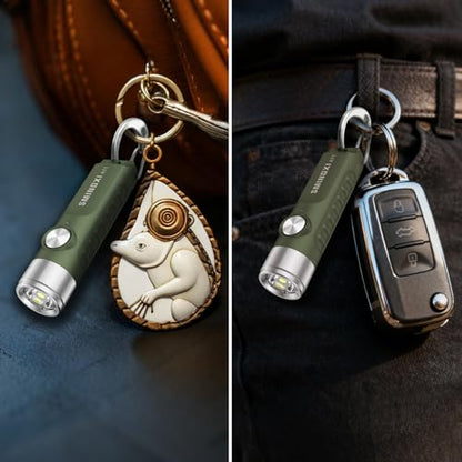 500 Lumens Rechargeable Keychain EDC Flashlight with Magnetic Base, Super Bright Mini Pocket Light with USB-C, IP66 Small Lightweight Flashlights for Camping, Emergency - color: Green-1pcs