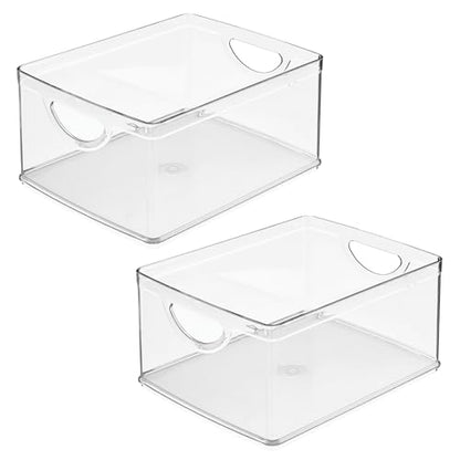iDesign Pantry Storage Bins with Handles, Set of 2, Clear | Organizer Bins, For Cabinets or Fridge - style: Pack of 2