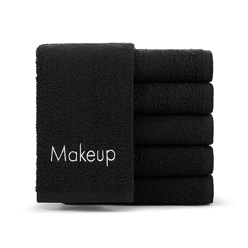 Arkwright Makeup Remover Fingertip Towels 6 Pack - 100% Cotton Face Towels, Soft Reusable Washcloths, Gentle Facial Cleansing for Waterproof Makeup, 11 x 17, Black - color: Black, size: 11 x 17 in