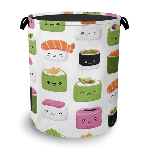 Cute Sushi Laundry Basket,Japanese Foldable Oxford Cloth Tote Bag Laundry Hamper Clothes Storage Bucket Organizer for Bedroom Laundry Storage Dormitories 16" x 20.8" - color: Cute Sushi Japanese