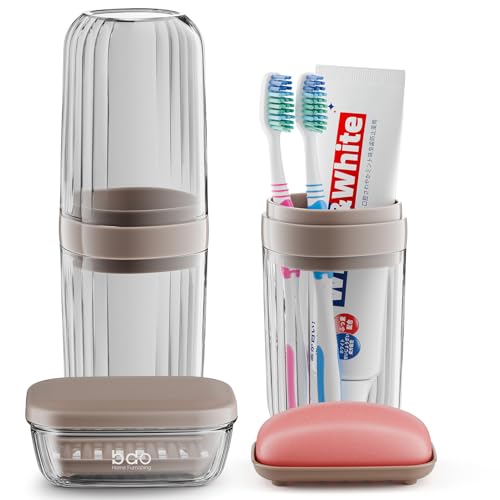 VITVITI Travel Soap Case Container, Portable Toothbrush Travel Case Dish Tray, 7.88 Inch Toothpaste Traveling Toothbrush Holder Set with Cover for Trip/Bathroom/Camping, Dark Coffee Color - color: Dark Coffee
