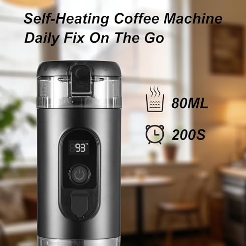 Portable Electric Espresso Machine Travel Coffee Maker 20 bar Mini Espresso Self-Heating Car Coffee Maker Compatible with Ground Coffee & NS Capsule for Camping RV Hiking Offic, Black - color: Black