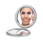 OMIRO 1X/10X Magnifying Compact Mirror with PU Leather, Ultra-Portable for Purses and Travel, Round Silver - color: Silver