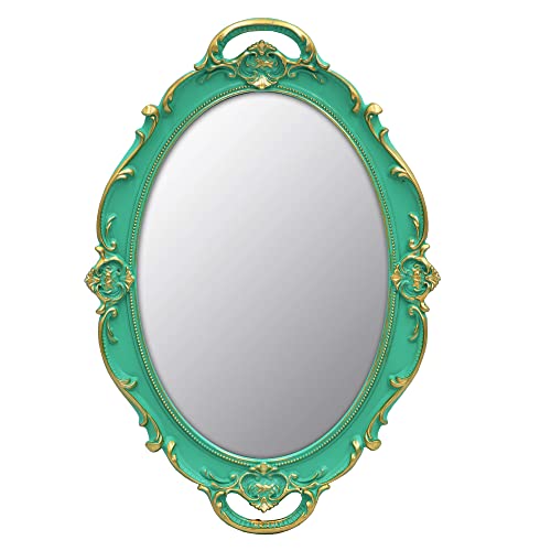 YCHMIR Vintage Mirror Small Wall Mirror 14.5 x 10 inches Oval Green - color: Green