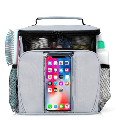 BAIMAY Dorm Room Essentials for Guys, Quick Dry Mesh Shower Caddy, Travel Toiletry Bag for Men and Women-Grey - color: Grey