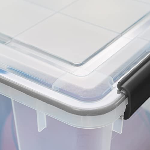 IRIS USA 156 Qt Storage Box with Gasket Seal Lid, BPA-Free, Made in USA - Heavy Duty Moving Containers with Tight Latch, Weather Proof Tote Bin, WEATHERPRO - Clear/Black - size: 156 Qt, style: 1 Pack