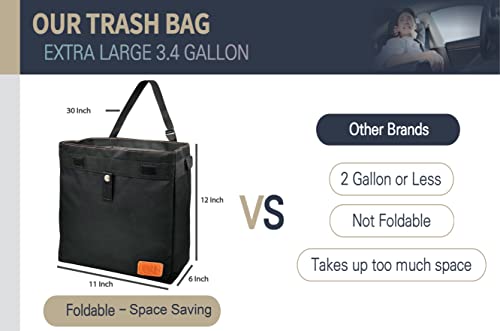 Car Trash Can Hanging for Headrest, Extra Large Waterproof Auto Garbage Bag Organizer, Collapsible Vehicle Waste Bin (Navy Blue) - color: Navy Blue