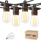 Svater Outdoor String Lights LED 25 FT, Patio Lights for Outside Waterproof IP65 with Shatterproof LED Bulbs, Cafe Bistro Backyard Balcony Hanging Light Warm White - size: 25FT
